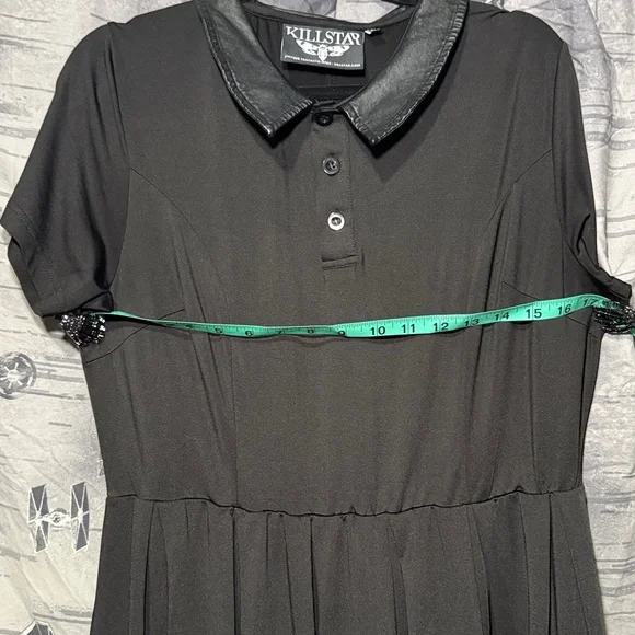 KILLSTAR MALICE FAUX LEATHER COLLARED SKATER DRESS SZ XL - Picture 5 of 9